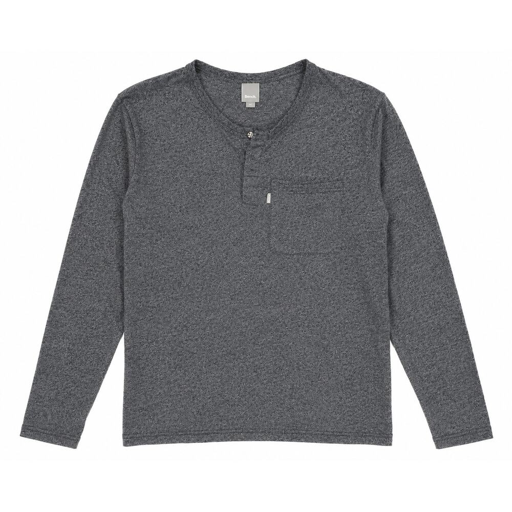 Bench Heather Gray Henley Shirt Men’s Medium Long Sleeve Casual Soft Basic